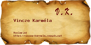 Vincze Karméla névjegykártya